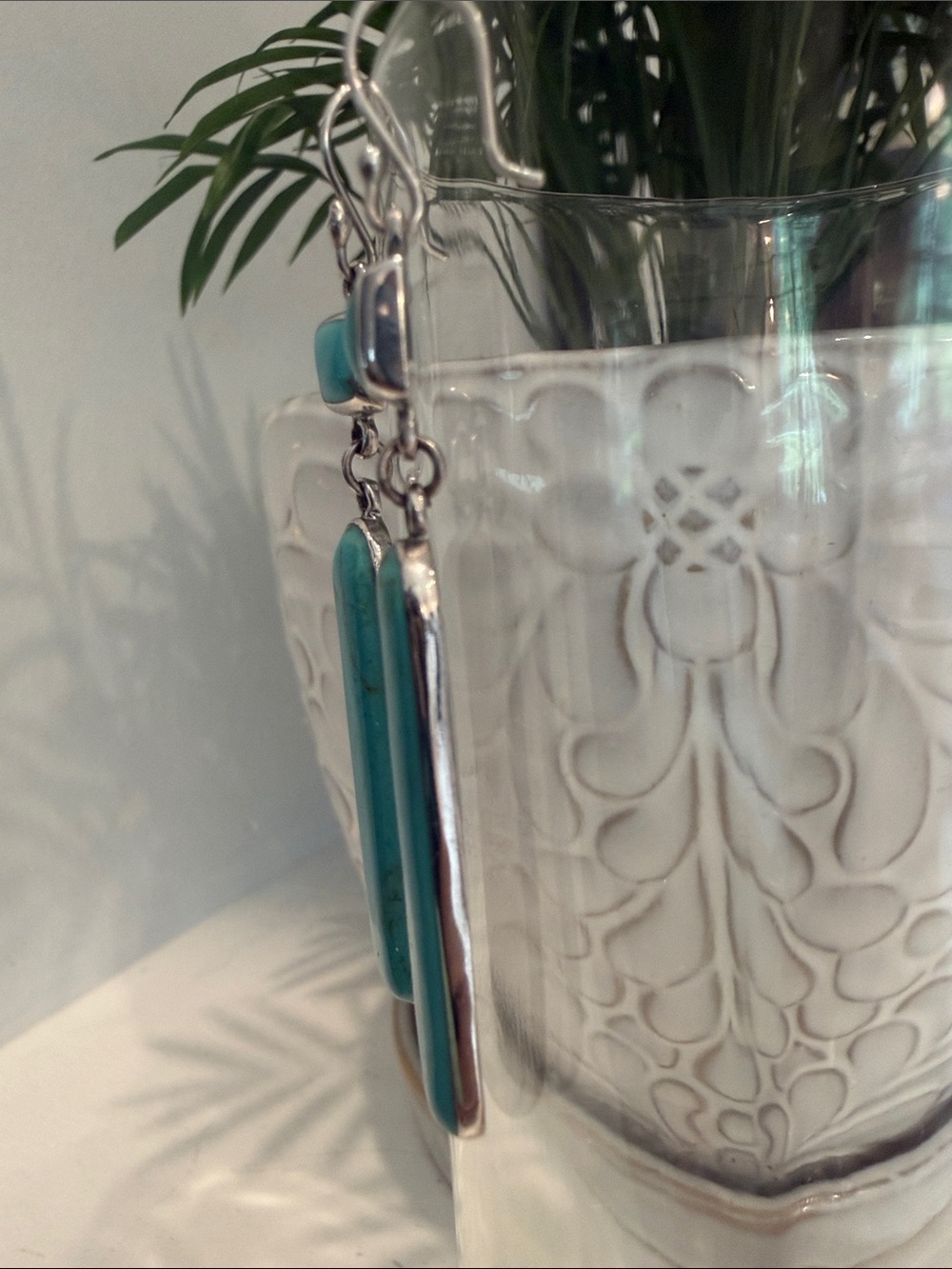 Turquoise Drop Dangle Earrings - Sterling Silver | ATI 925 MEXICO - Picture 2 of 5